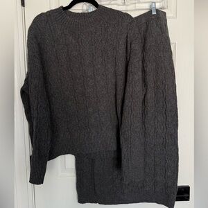 Haven Well Within Organic Cotton Blend Cable Knit Midi Skirt & Sweater Set